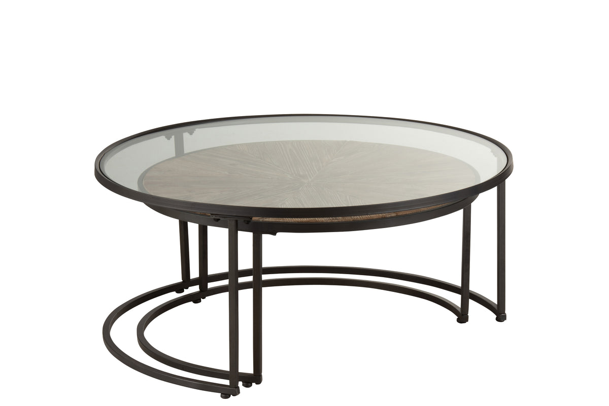 J-Line salontafel Rond - metaal - zwart - 2 stuks