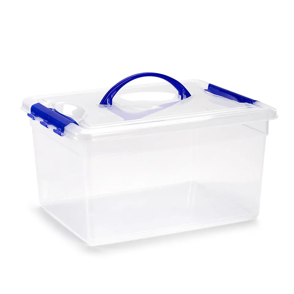 Plasticforte Opbergbox met deksel - blauw - 12L - kunststof