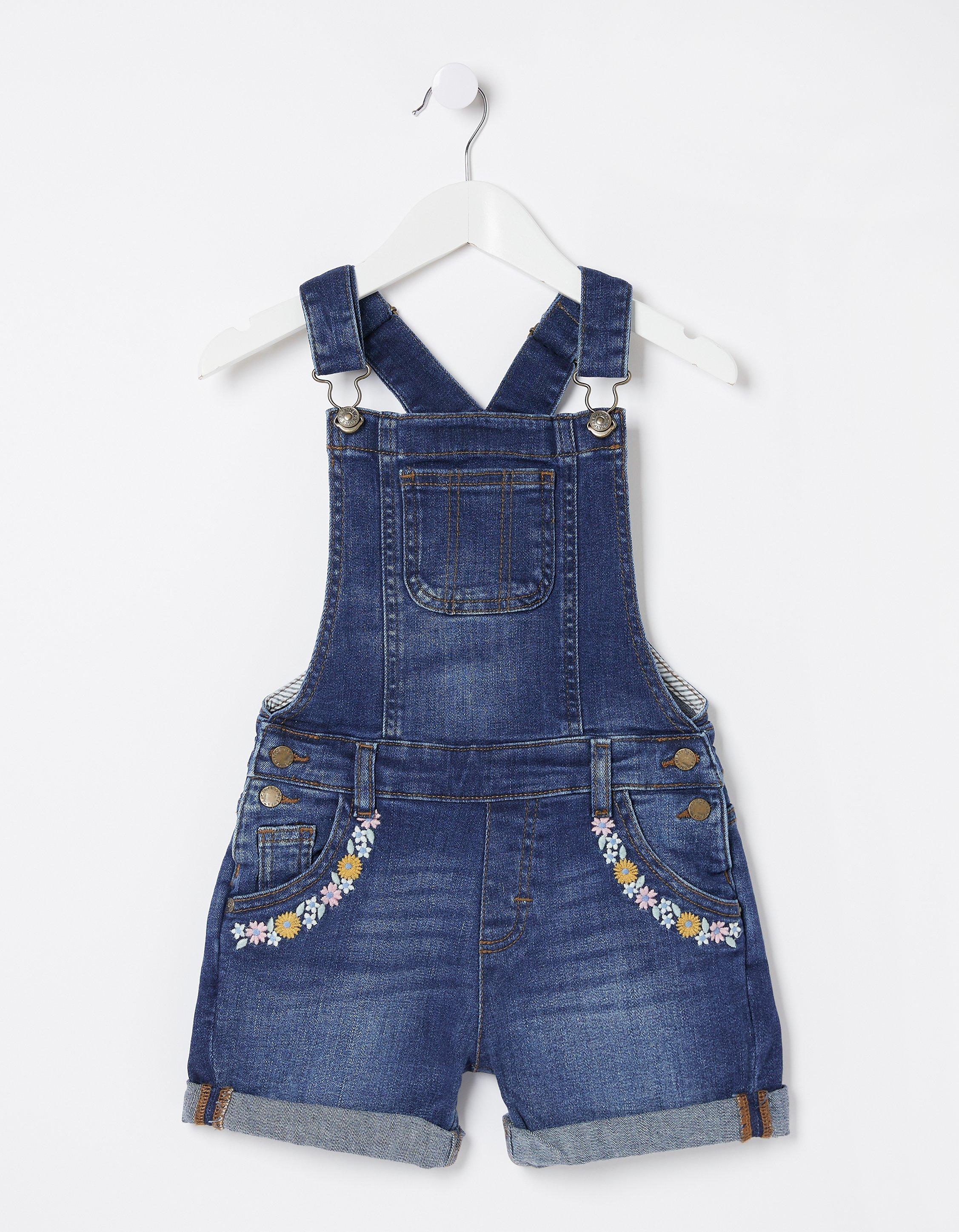 Embroidered Shortie Dungarees