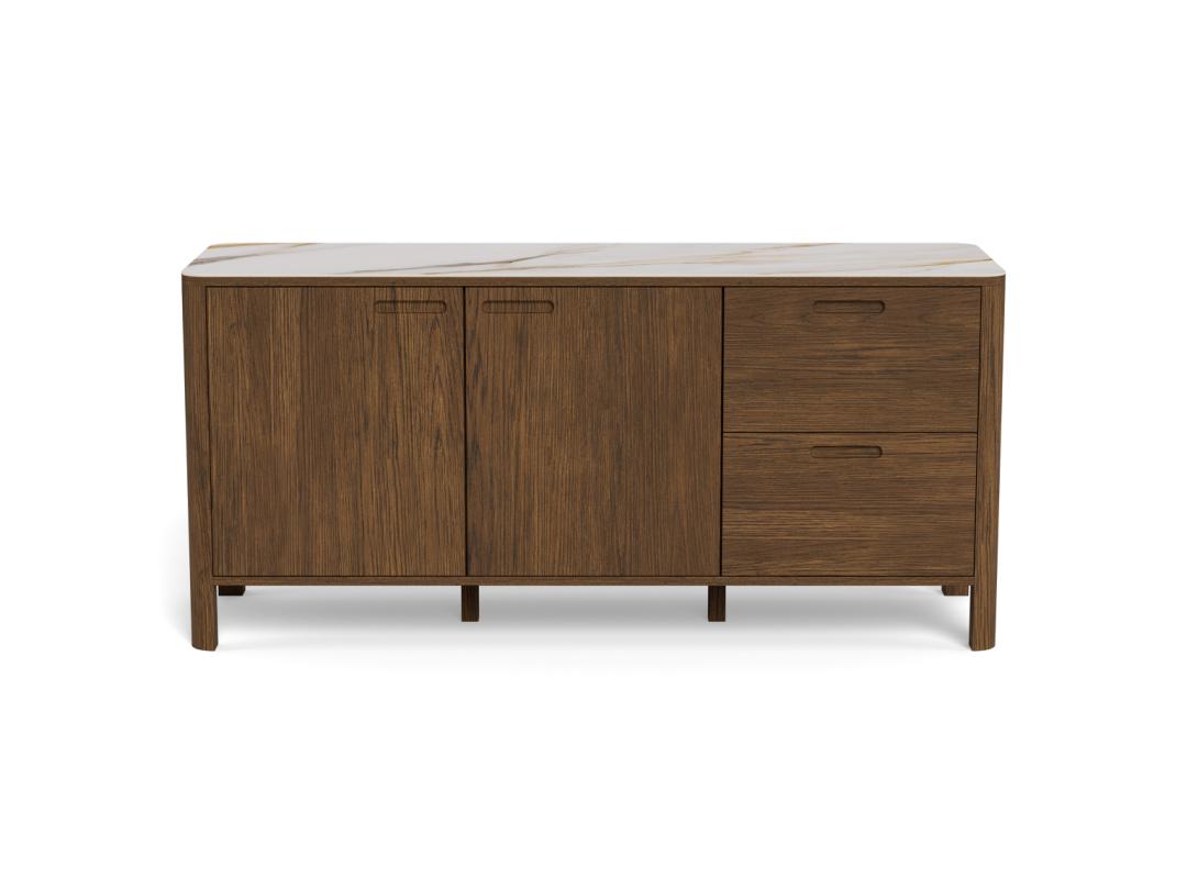 Rebellenclub Leda Dressoir - 160 x 40 cm - Marmerlook   Gerookt Eiken