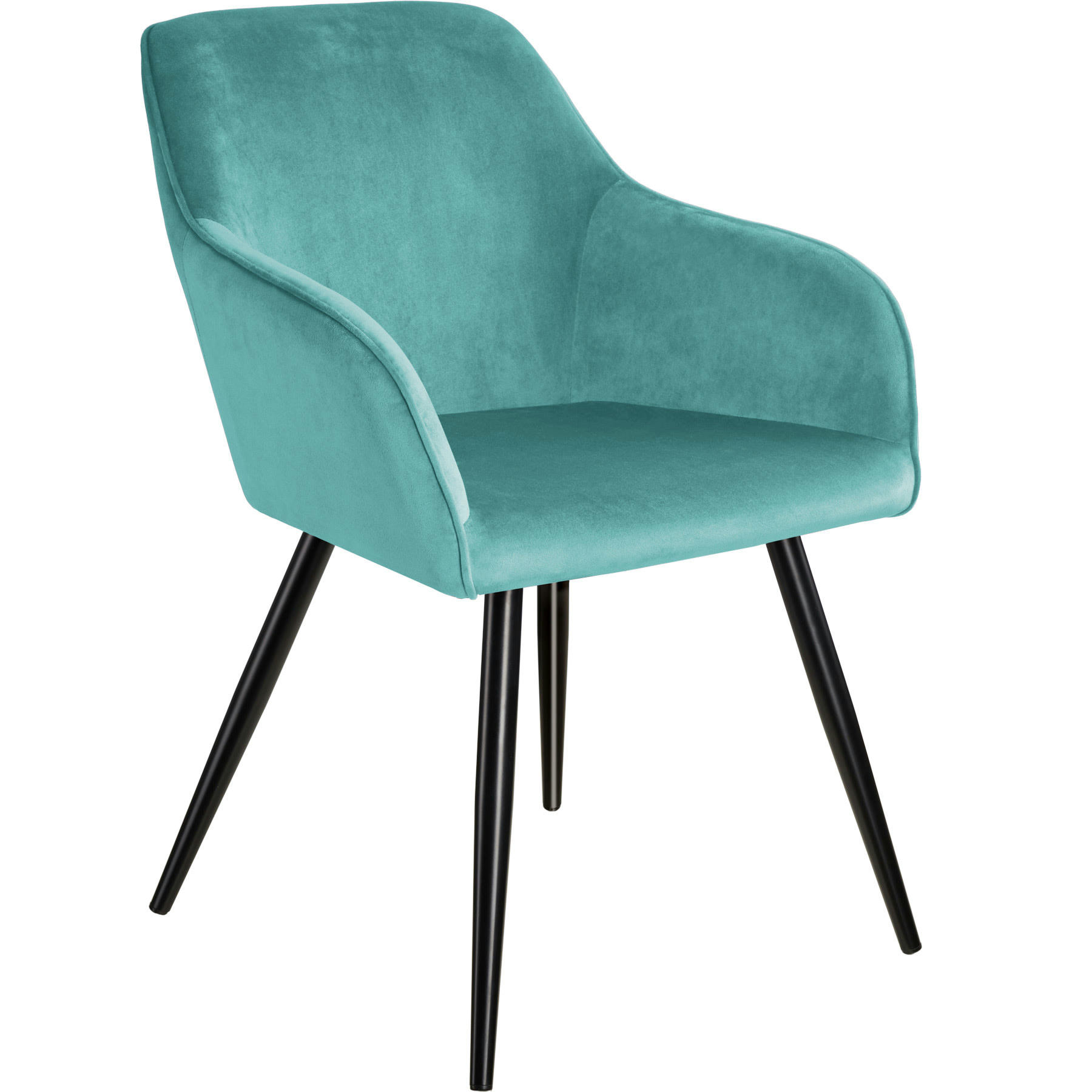 - Chaise Rembourrée, aspect velours turquoise/noir