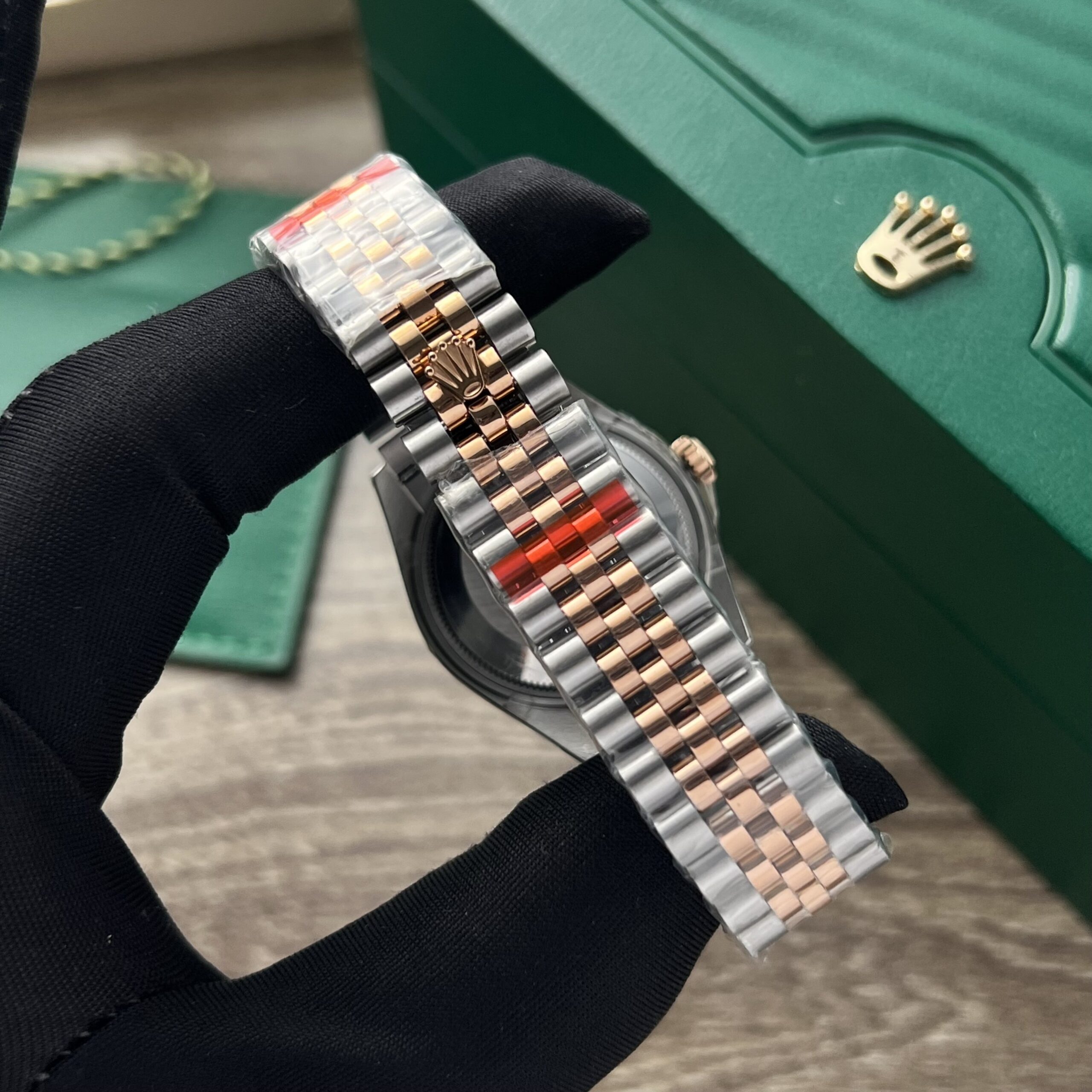 Rolex Datejust SS/RG Plated Black Dial CZ Diamonds 31mm Jub AAA Replica