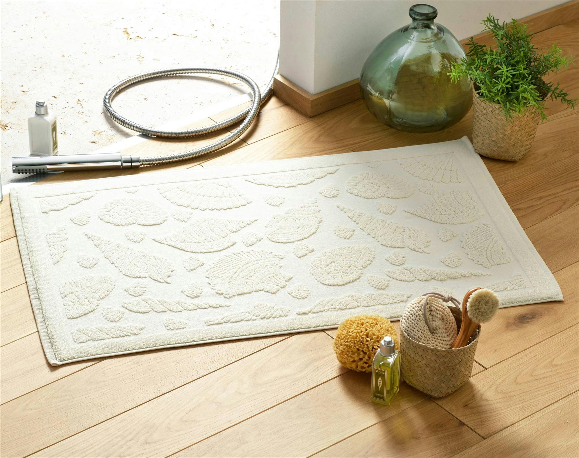 CRUSTACE - Tapis de bain 50x80 beige sable en coton 800 g/m²