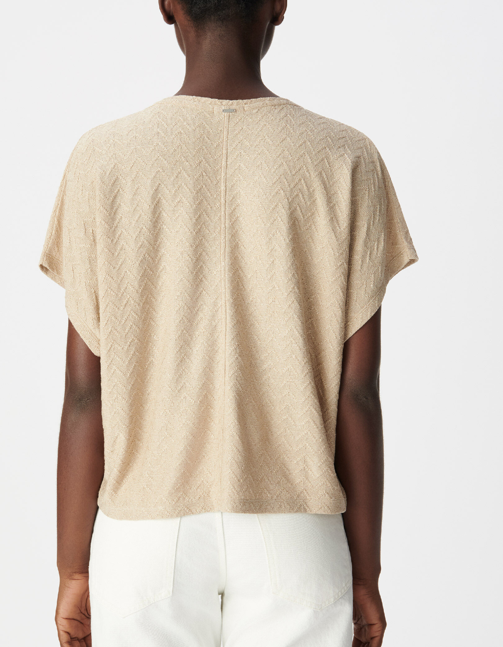 Tee-shirt loose noir tricot lurex fantaisie Femme