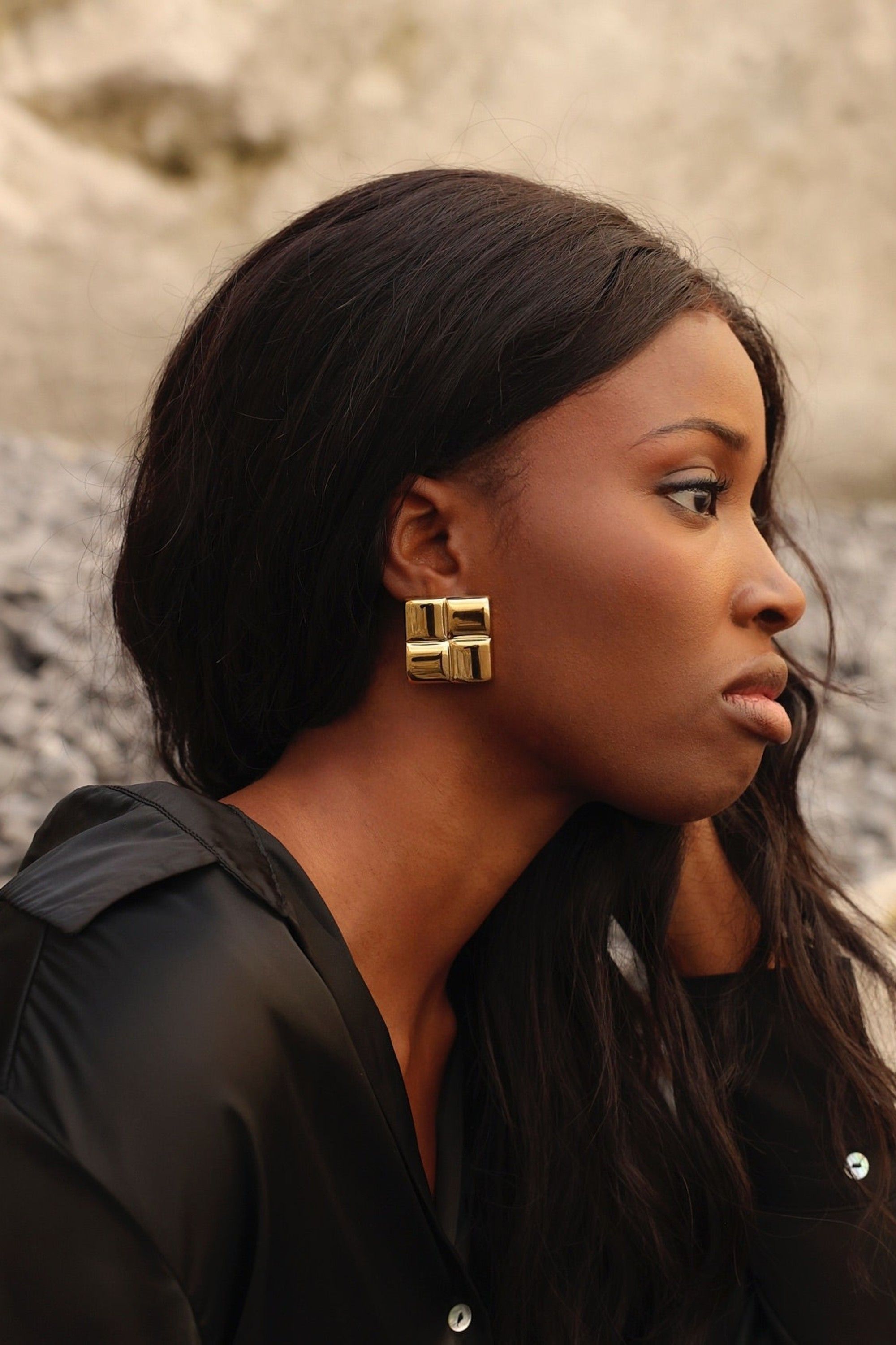 Linzi Lustre Gold Square Stud Earrings