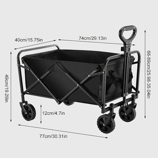 NNETM Foldable Utility Wagon with Side Pockets and Brakes