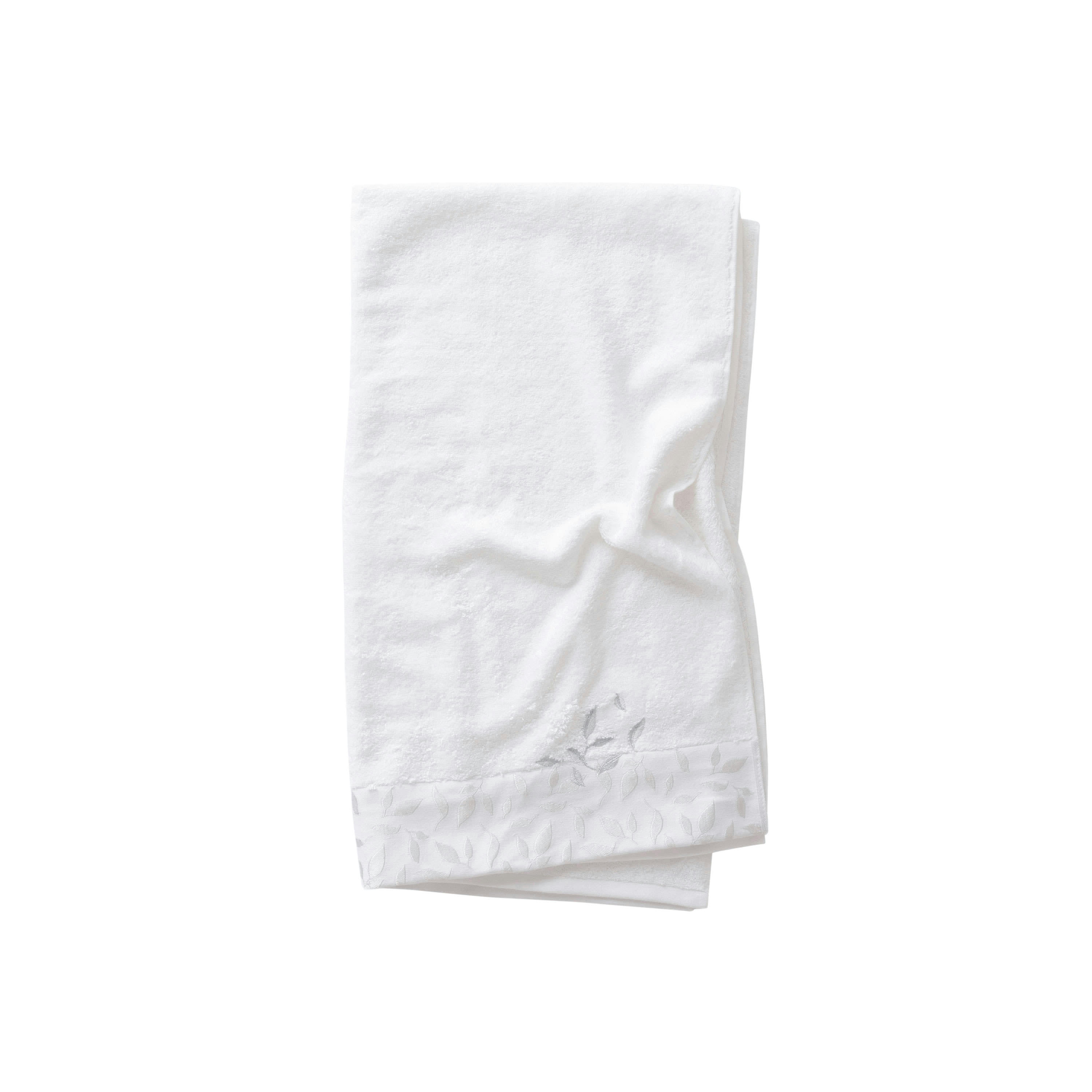 EQUINOXE - Drap de bain Neige brodé bouclette jacquard blanc 90 x 150 cm