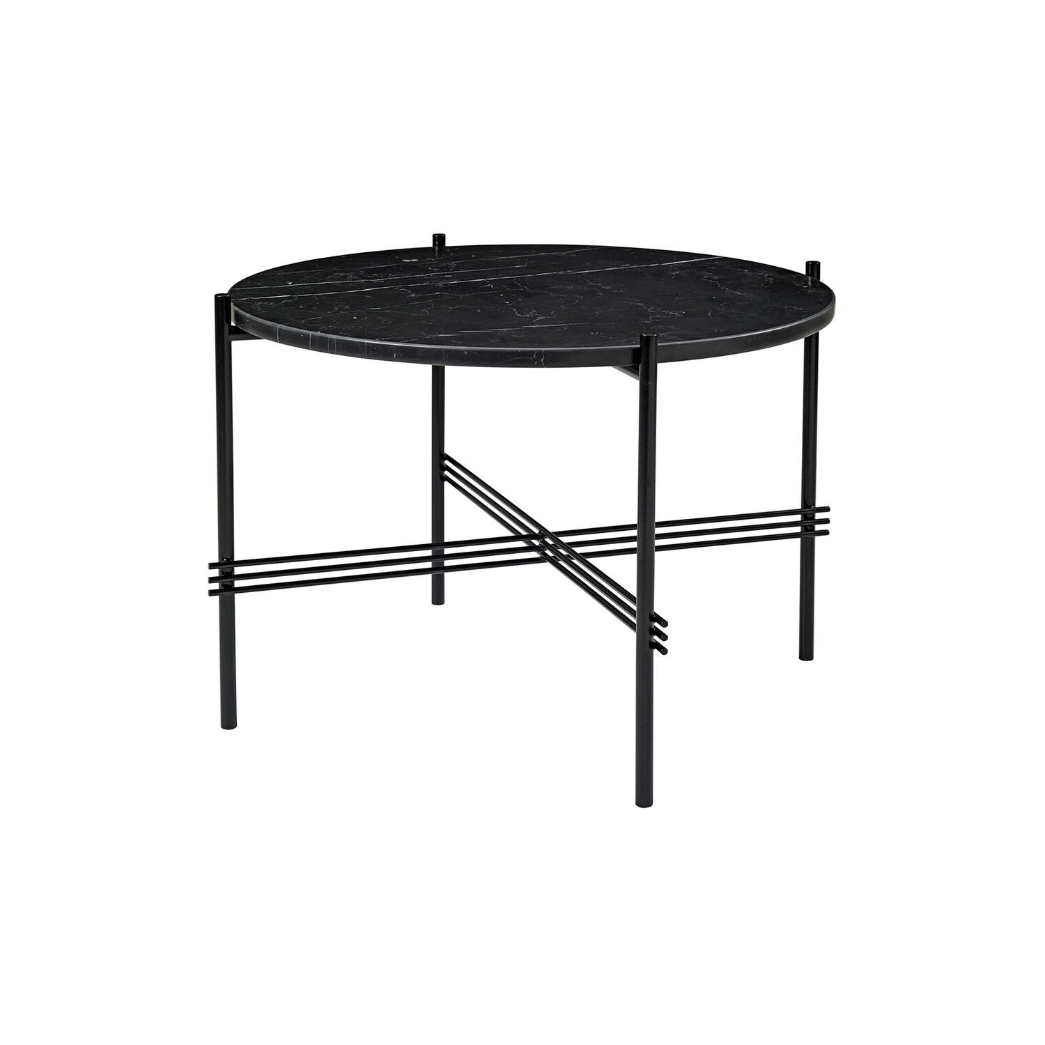 TS Coffee Table ø55, black marquina marble/black