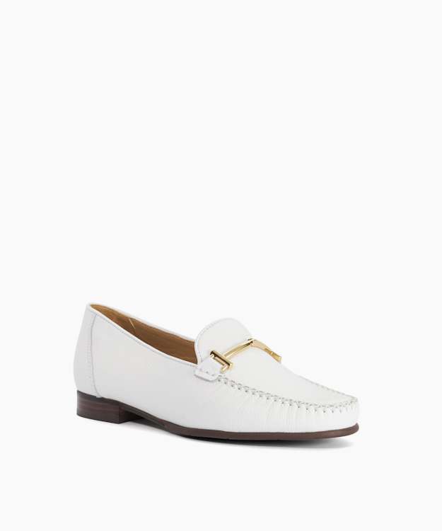 Gilli T White - Snaffle Trim Leather Loafers