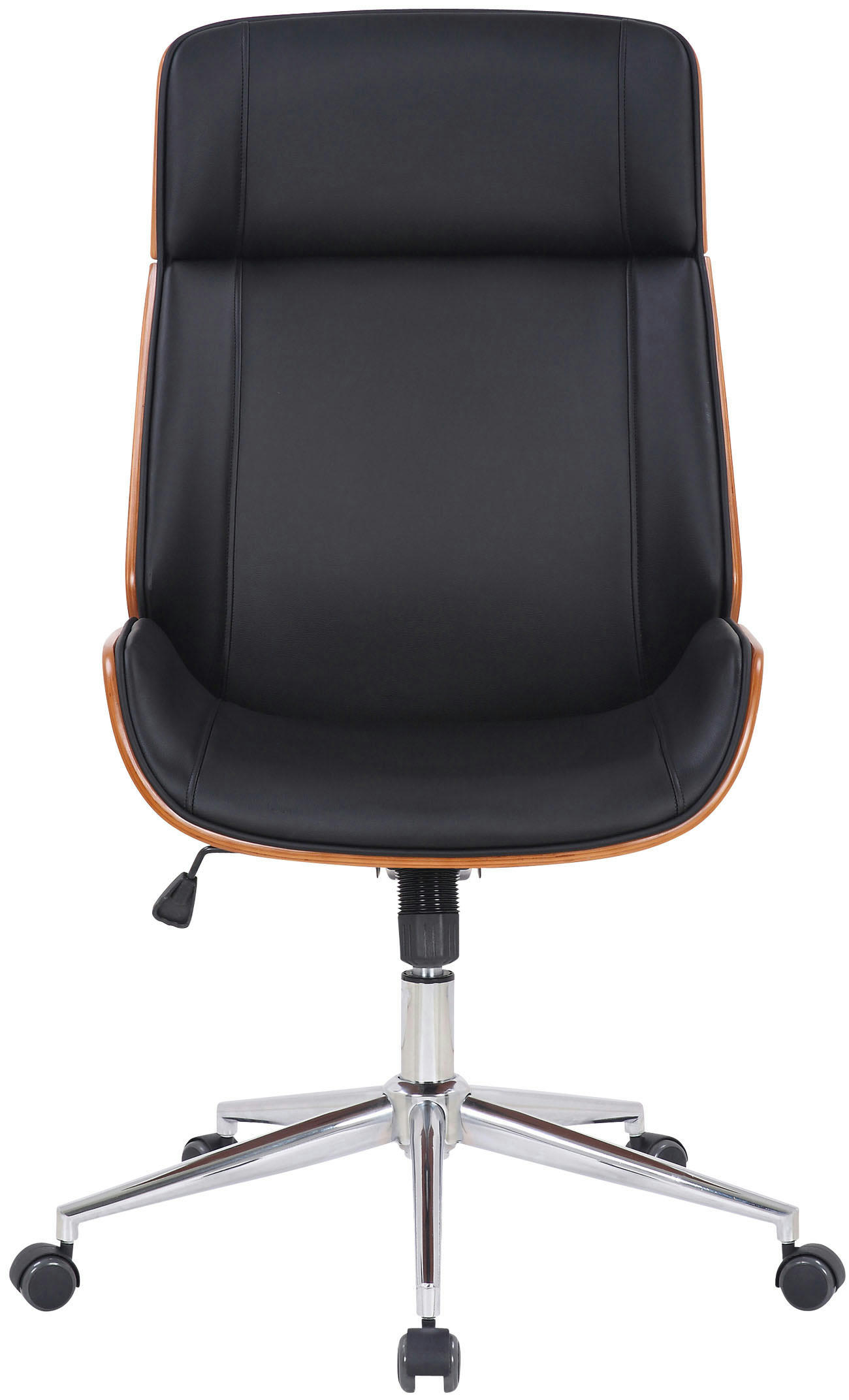VAREL - Chaise de bureau réglable en similicuir Noyer / Noir