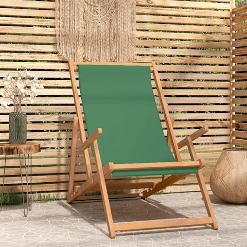 NNEVL Folding Beach Chair Solid Wood Teak Green