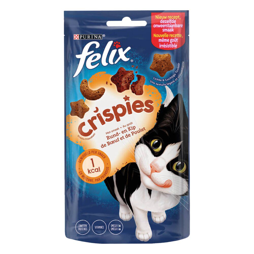 Friandise pour chat Félix crispies saveur boeuf et poulet sachet 45g