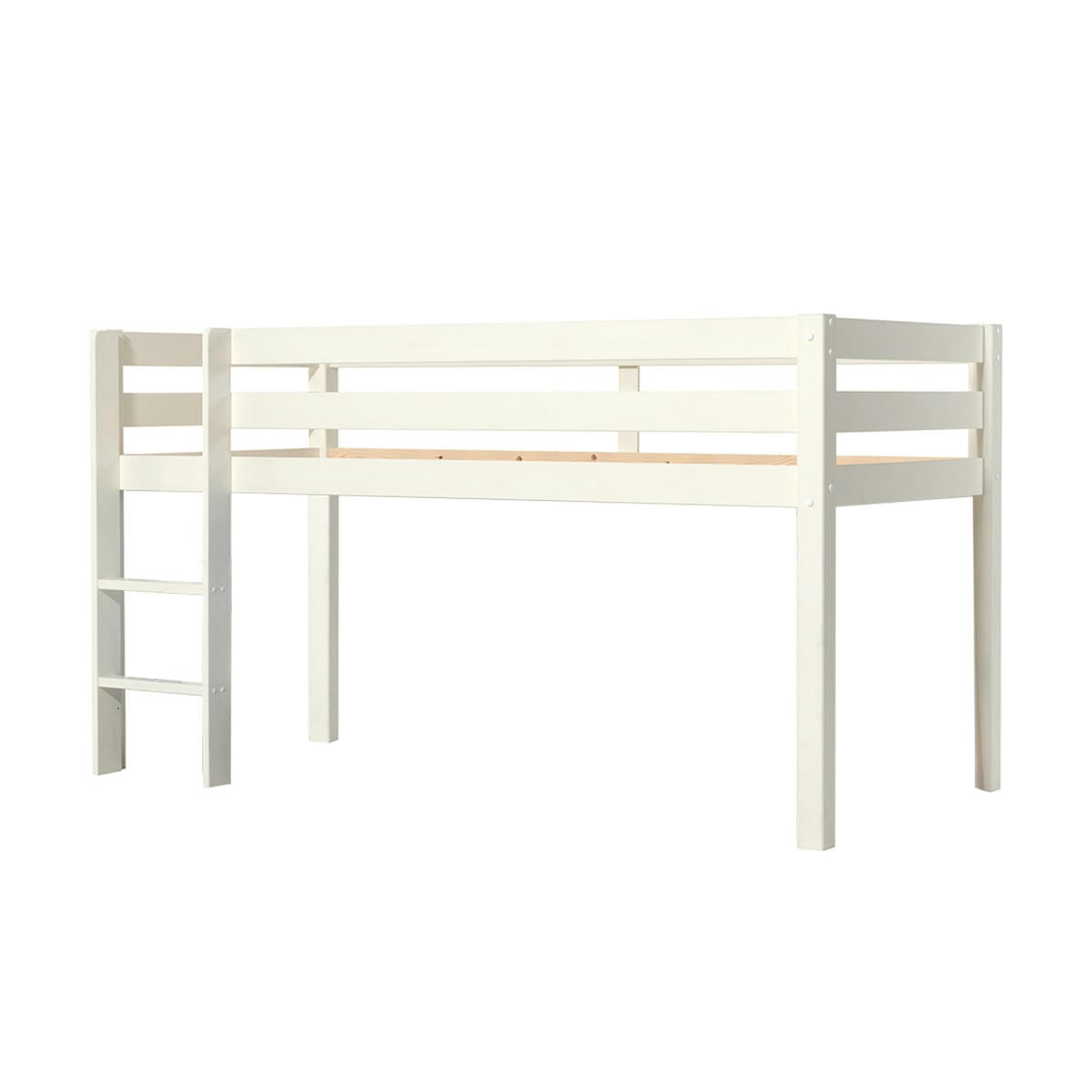 PINO - Lit mi-hauteur 90x200 sommier inclus blanc