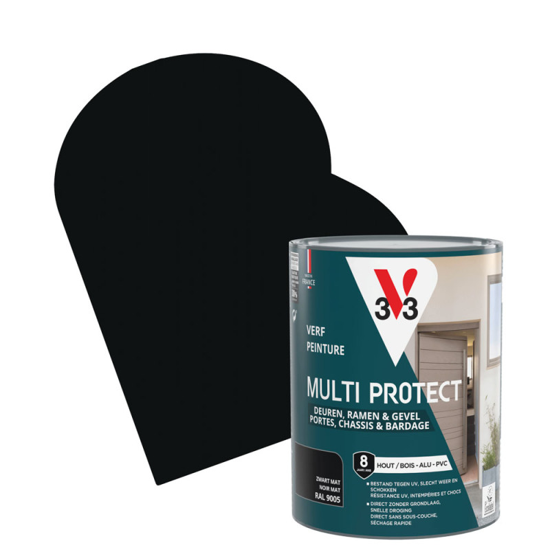 Laque Multi Protect noir mat 0,75 L V33