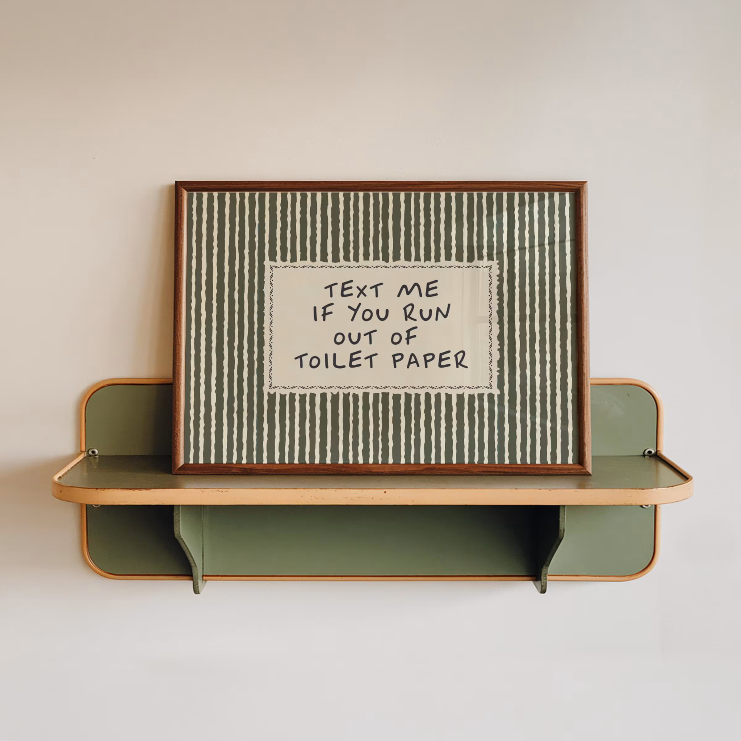 Toilet Paper Print – Funny Bathroom Wall Art, Farmhouse Vintage Striped Decor