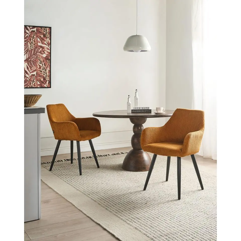 MORI - Eetkamerstoel set van 2 - Oranje - Corduroy