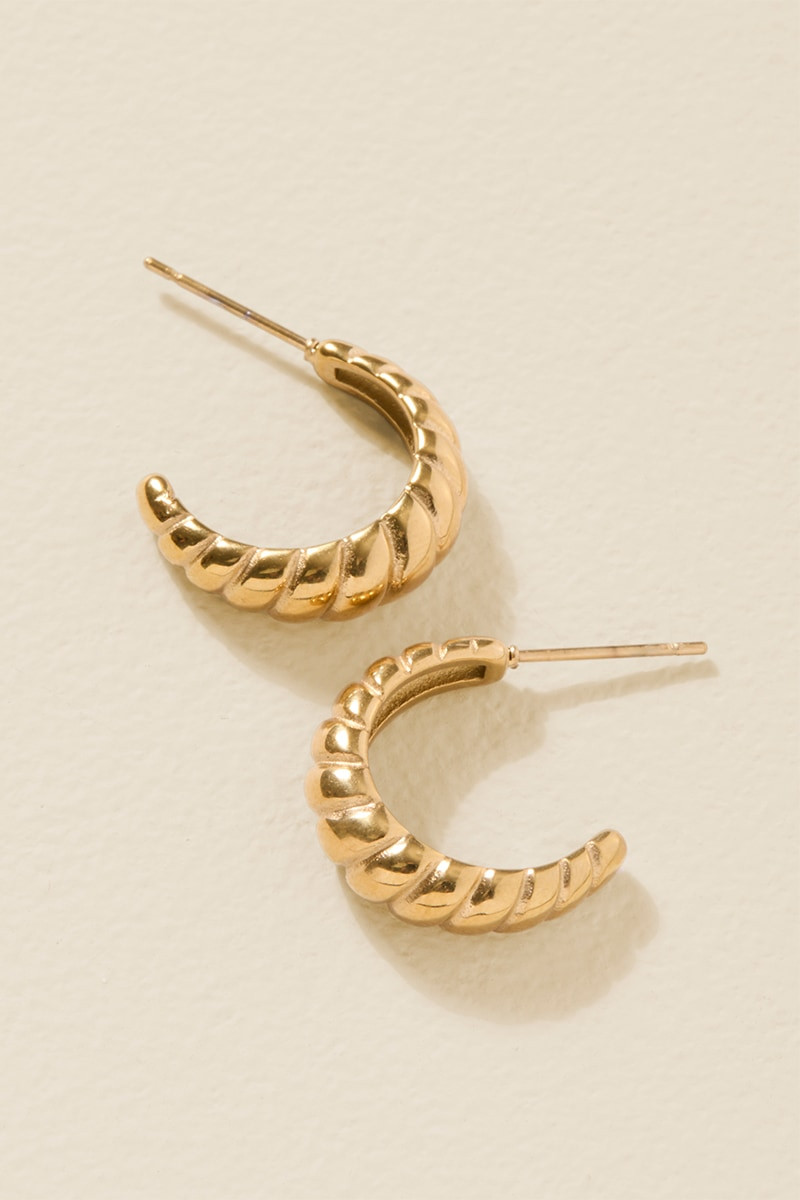 Tara Stainless Steel Croissant Hoop Earrings