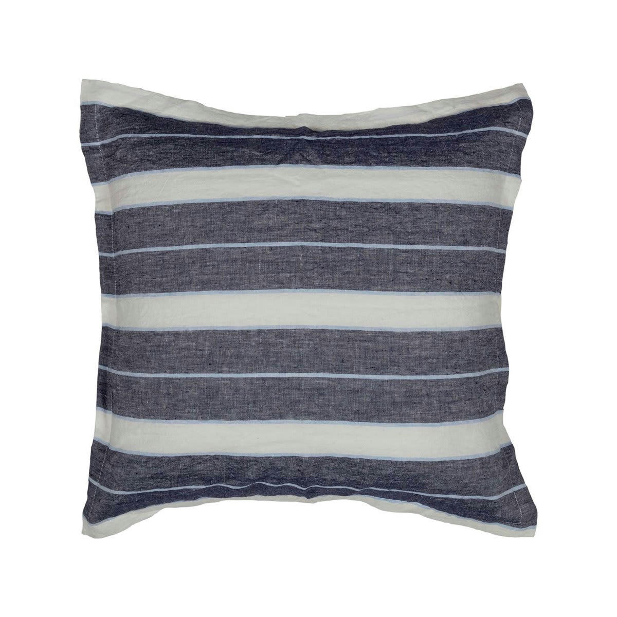 TEKSADA HORIZON - 2 taies d'oreiller en lin lavé/coton Indigo 65x65 cm