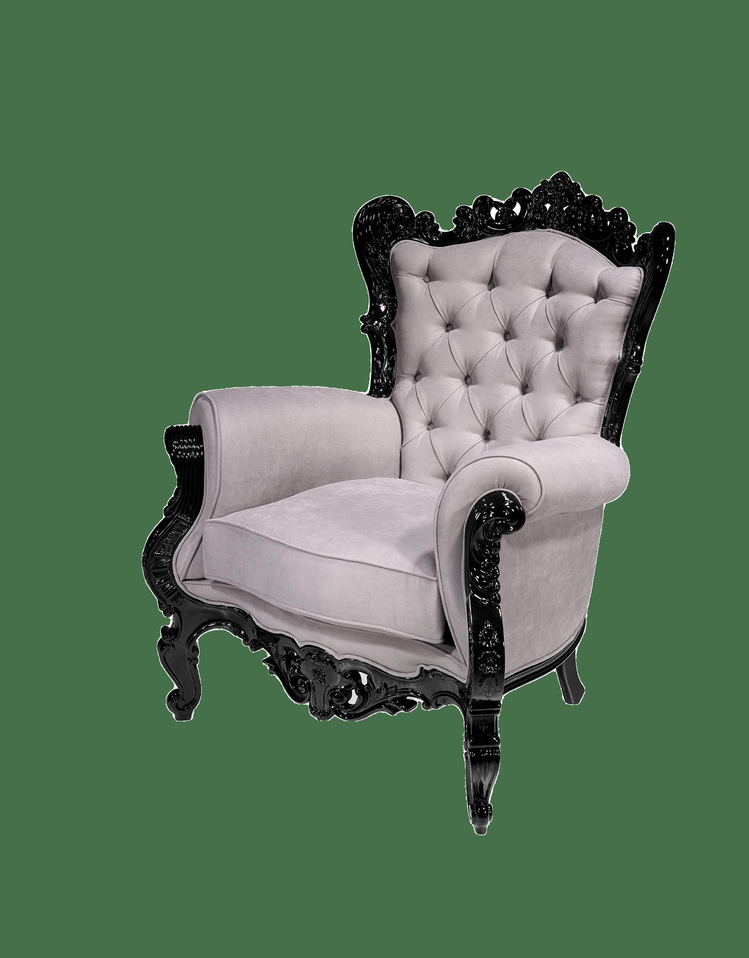 D. AMÉLIA - Fauteuil en bois noir et velours rose