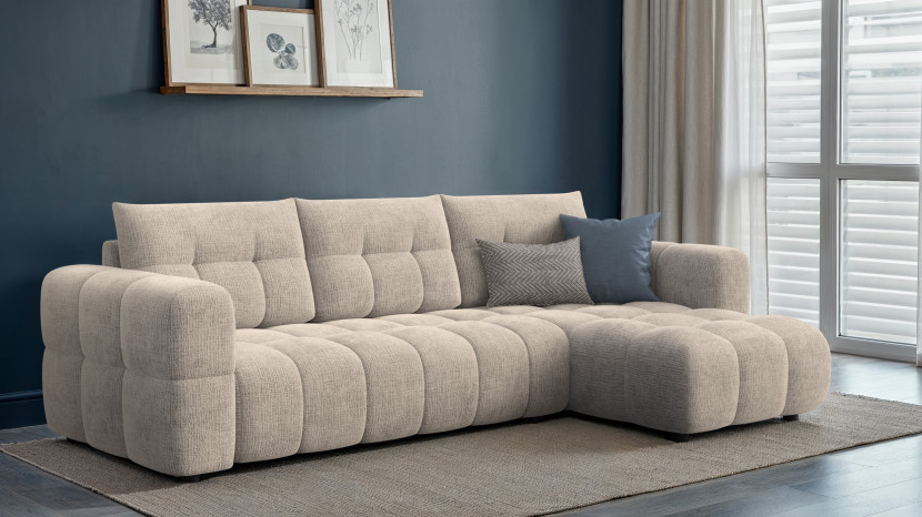 CLOUDI Sofa narożna 4 osobowa prawa, beżowa