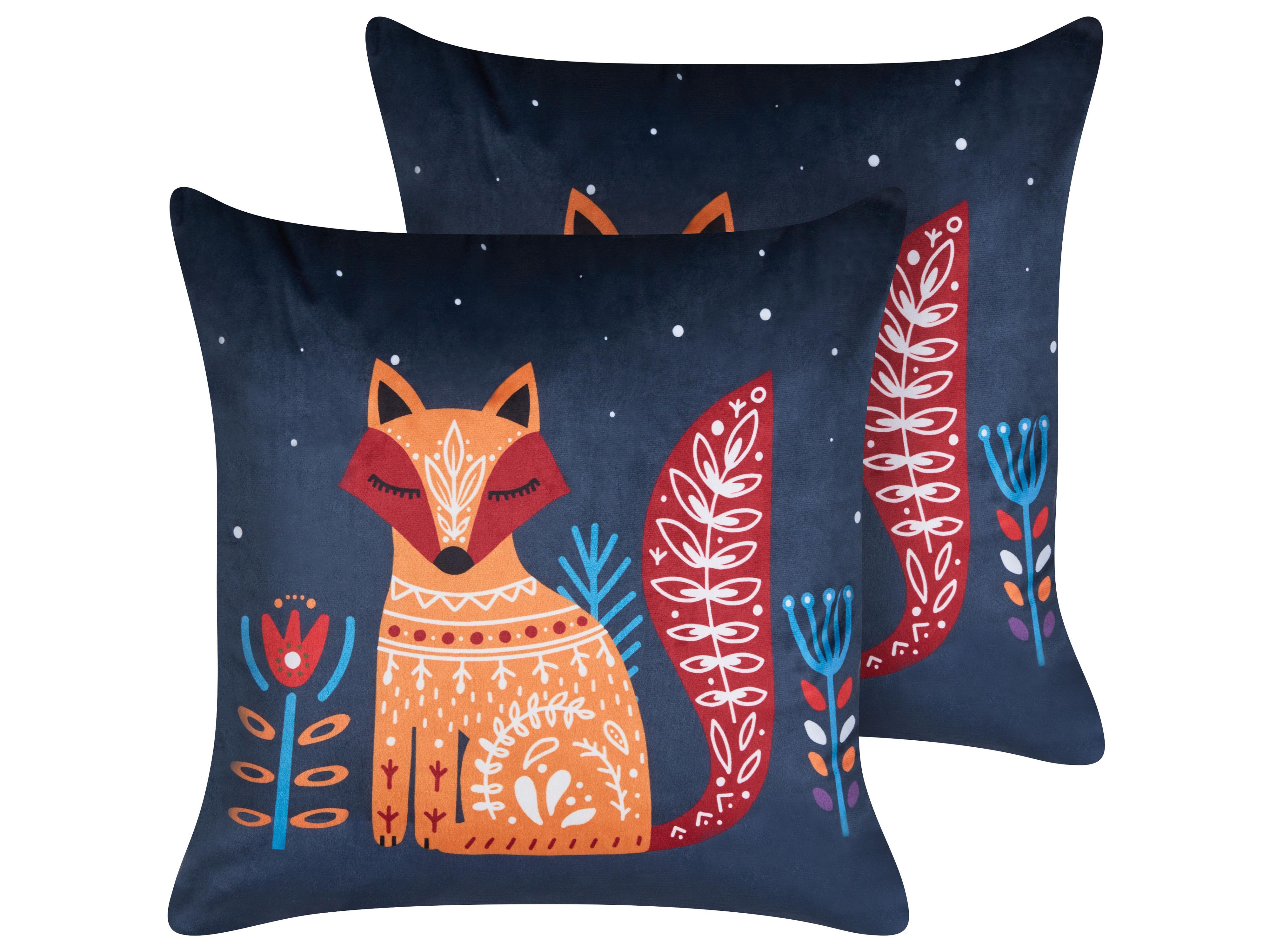 Set of 2 Decorative Cushions FIRESPIKE Velvet 45 x 45 cm Dark Blue