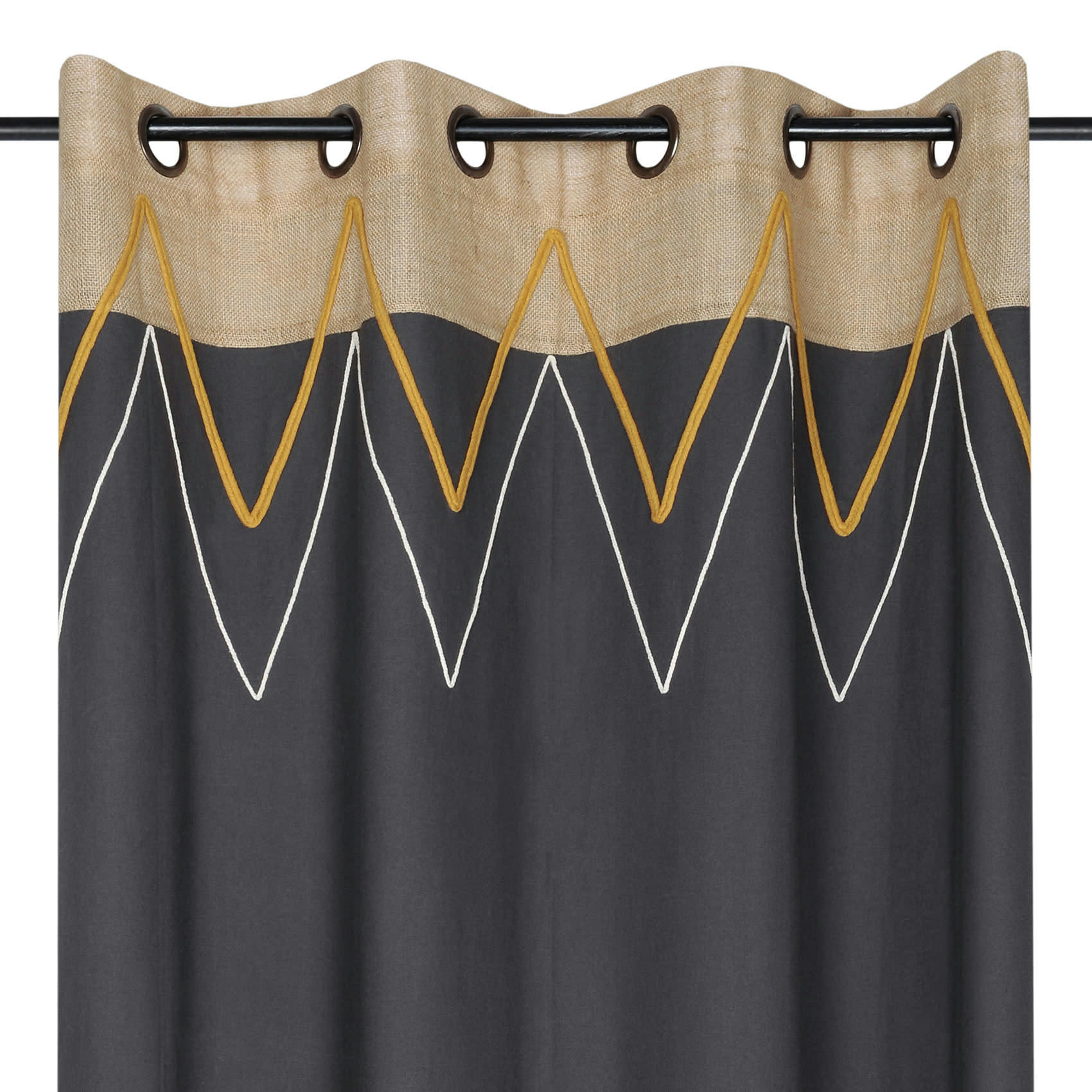 - Rideau tamisant alabama jute/coton gris anthracite 140x260 cm