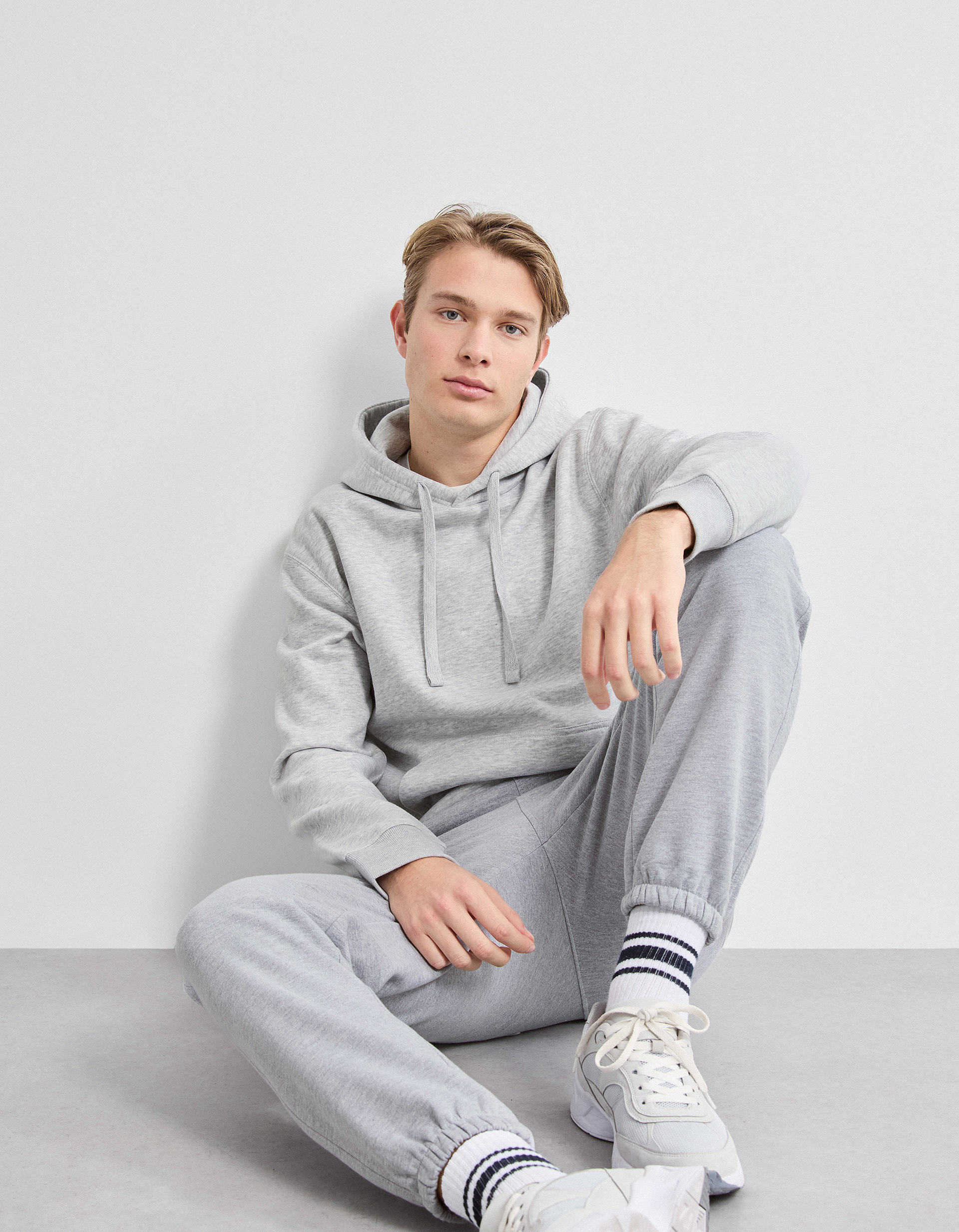 Sweatshirt com Capuz, Homem, Cinzento Claro