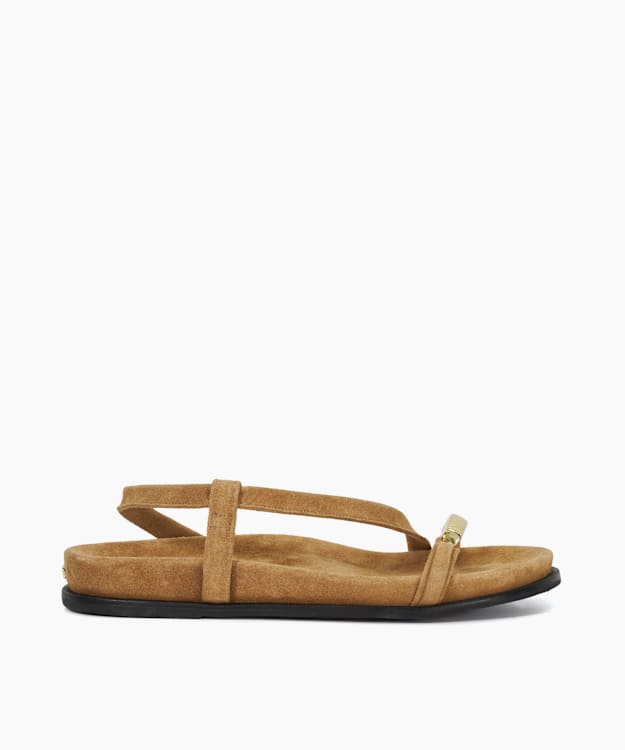 Lyn Sand - Gold Toe Trim Sandals
