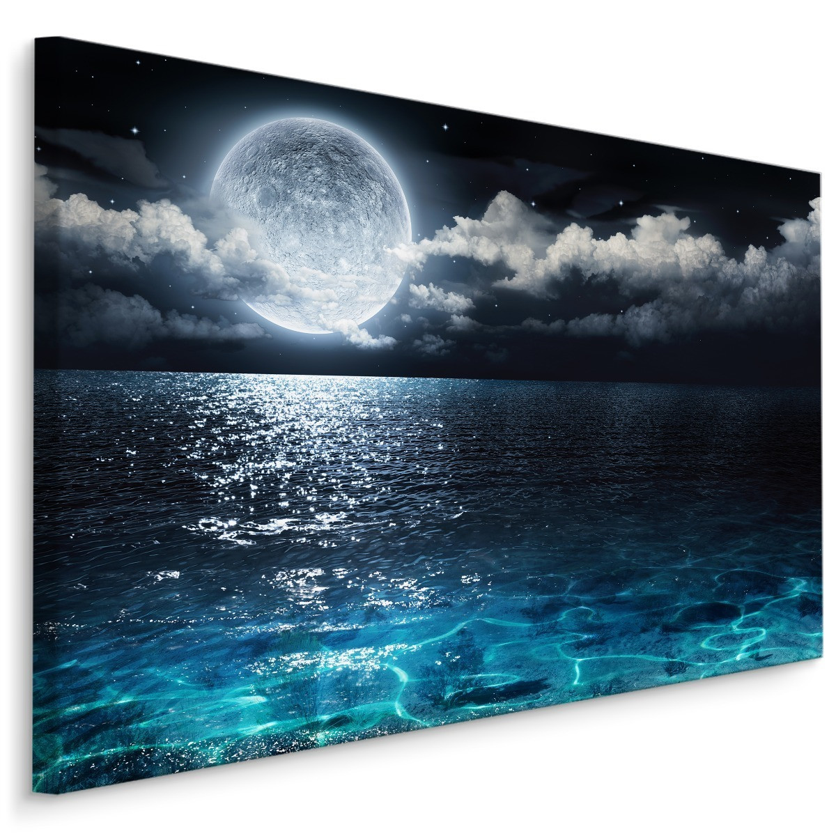 Obraz do jadalni morze nocą KSIĘŻYC chmury 30x20cm