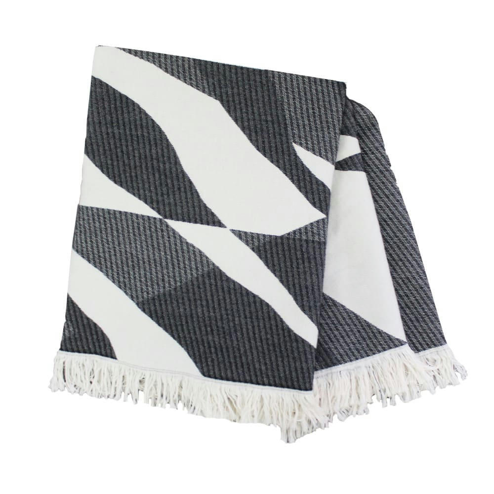 VERSUS NOIR ET BLANC - Plaid  coton & autres fibres noir 140X170