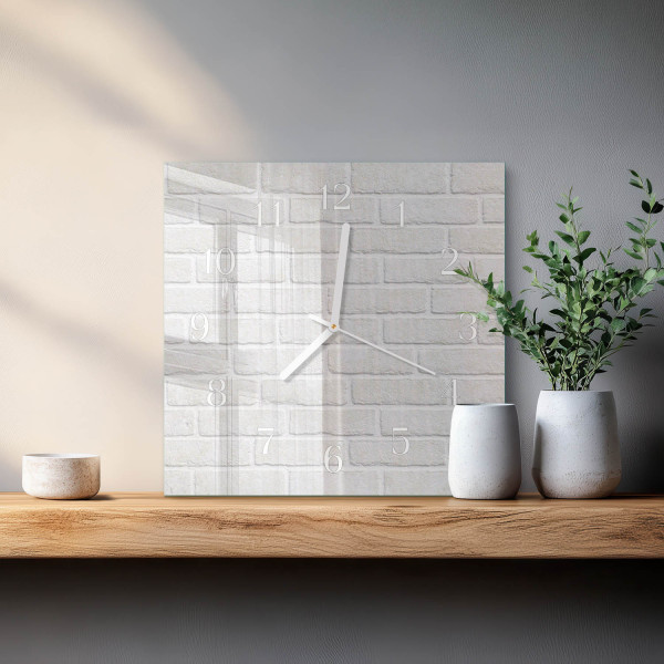 Zegar na szkle 30x30 Cegła cichy mechanizm salon