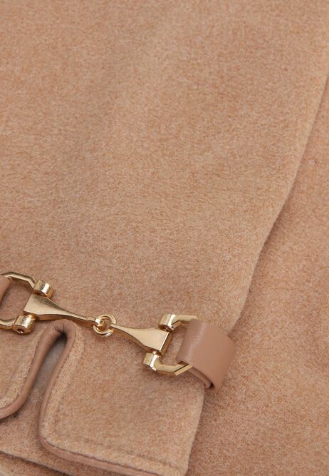 Womens Natural Gold Snaffle Fleece Gloves