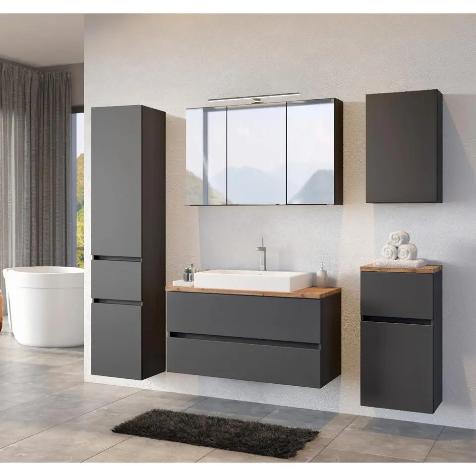 Spiegelkast Pisca 100cm 3 deuren - grafietgrijs