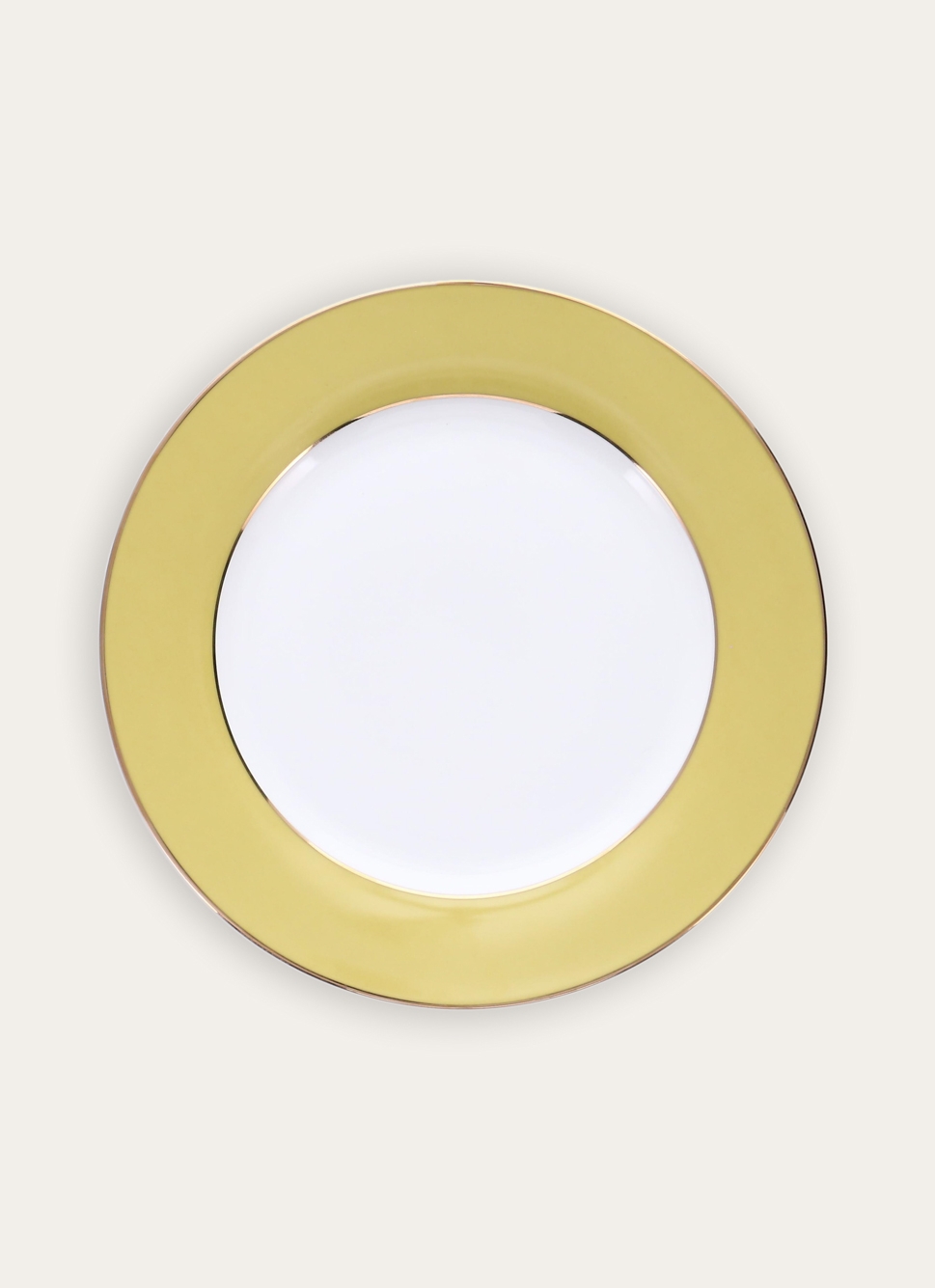 ASSIETTE PLATE EN PORCELAINE COLORÉE TILLEUL