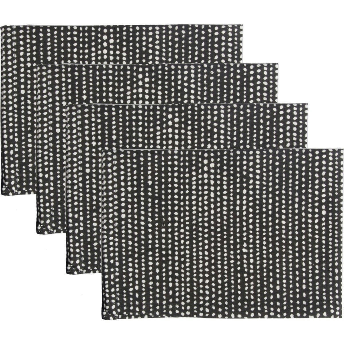 DOTS - Serviettes de table (x4) coton  45x45 noir