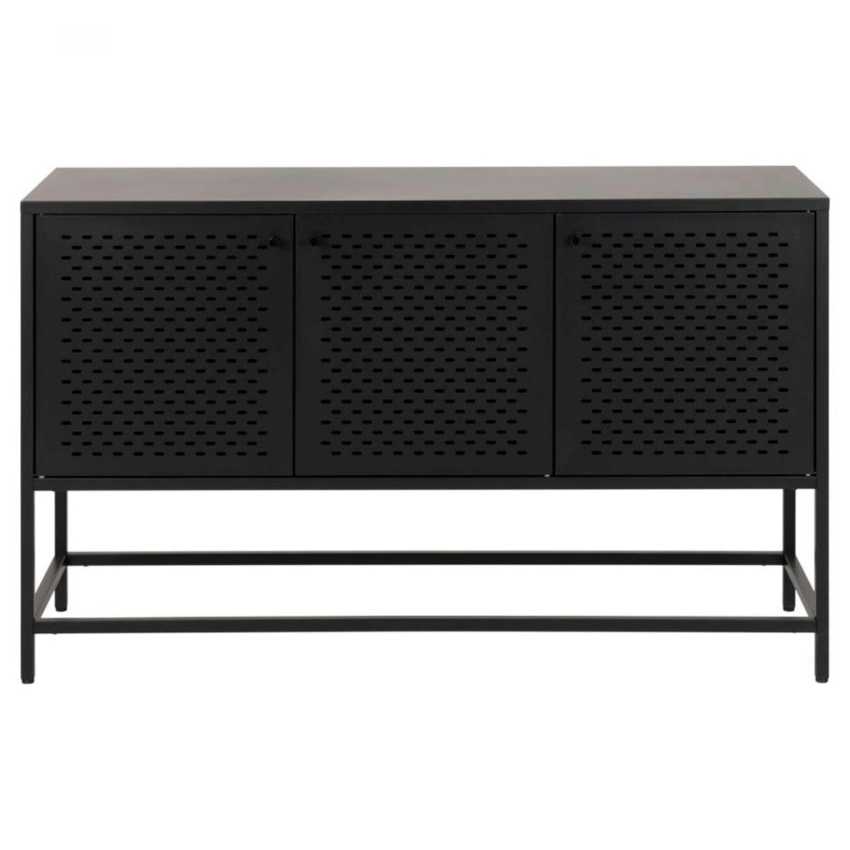 CASTLE - Buffet bas 3 portes en métal noir