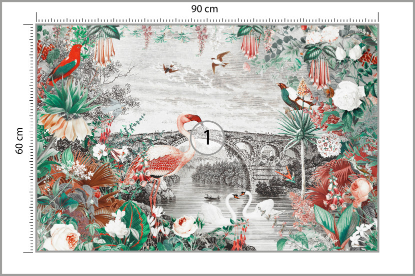 Fototapeta FLAMING Most Kwiaty Styl Vintage 90x60cm