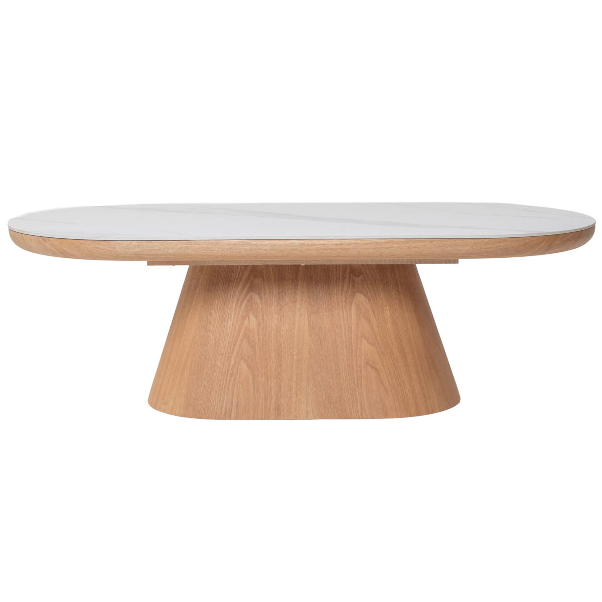 Giga Meubel Salontafel Alba - Ovaal Naturel Hout/Keramisch - 120x60x38cm