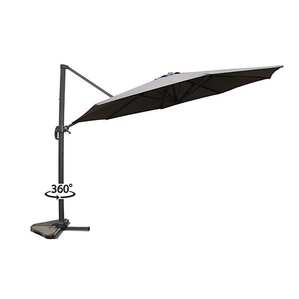 Parasol gris déporté rond 3,5 x 3,5 m rotatif à 360 degrés CASTILLO