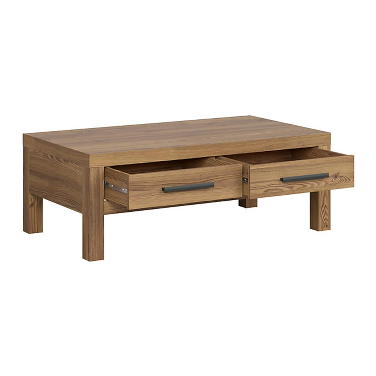 - Table basse 2 tiroirs panneaux agglomérés naturel
