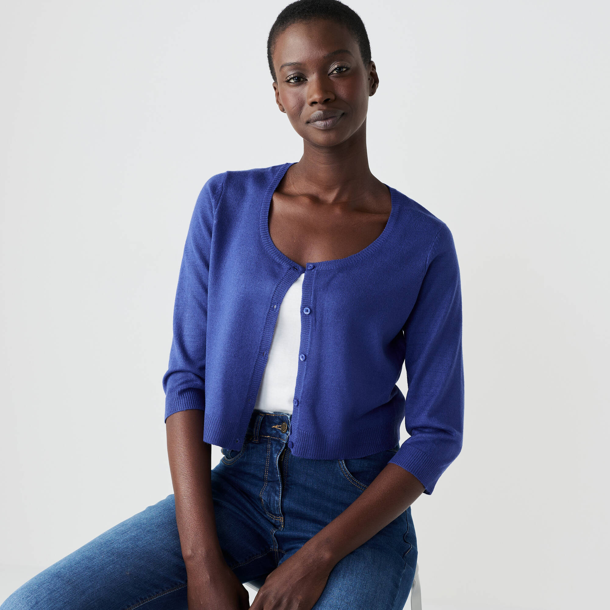 Gilet boléro boutonné, toucher doux