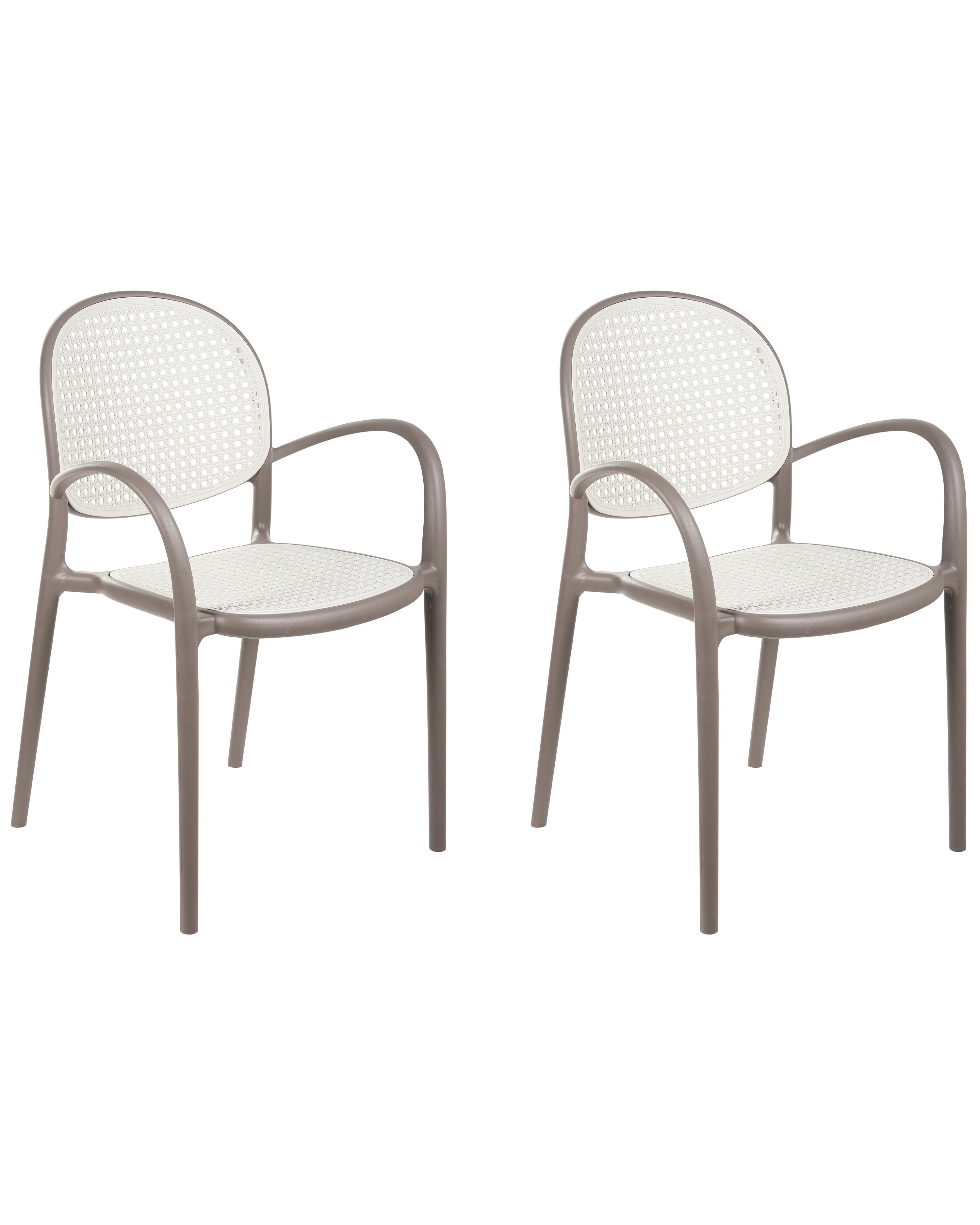 Set of 2 Garden Chairs POVOLETTO Synthetic Material Light Brown