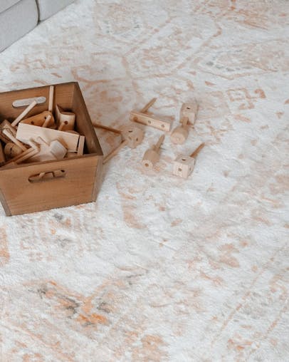 Mina Orange and Cream Transitional Washable Rug