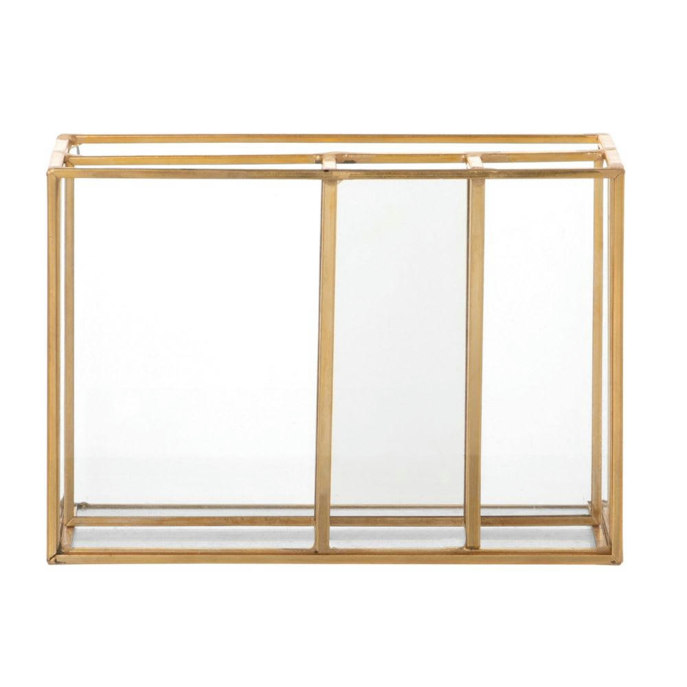 - Organiseur de bureau en verre et métal doré