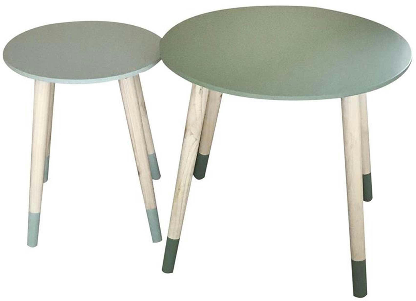 - Tables gigognes bicolores scandi (lot de 2) vert