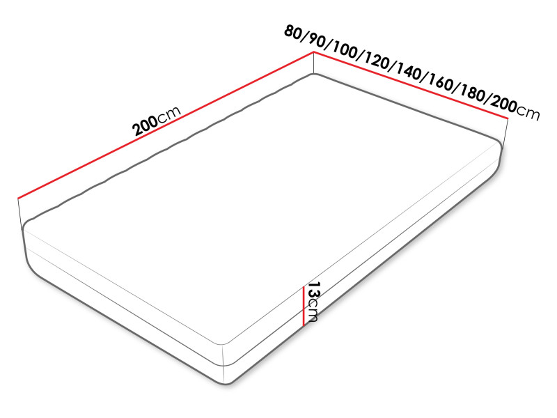 Dwustronny materac piankowy Uno 13 cm