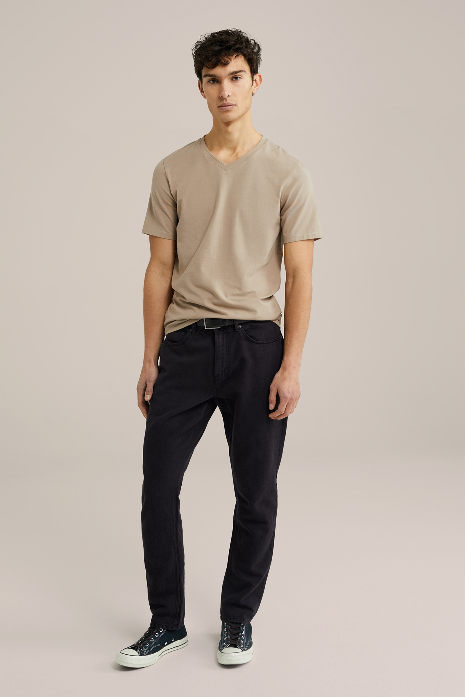 Heren Slim fit T-shirt met V-hals