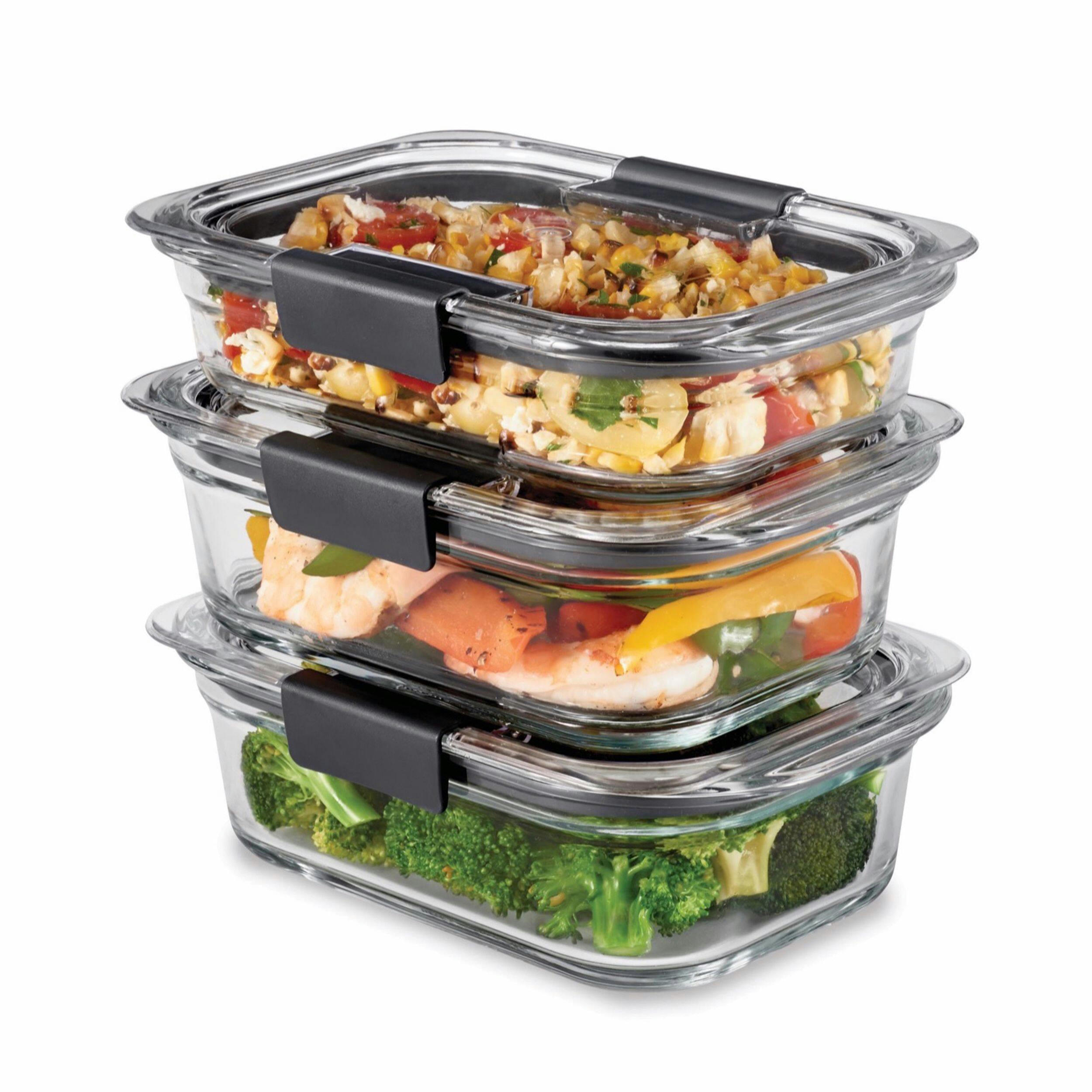 Rubbermaid Brilliance™ Rectangular Glass Leak-Proof Food Storage Container Set with Airtight Seal, 6-pc