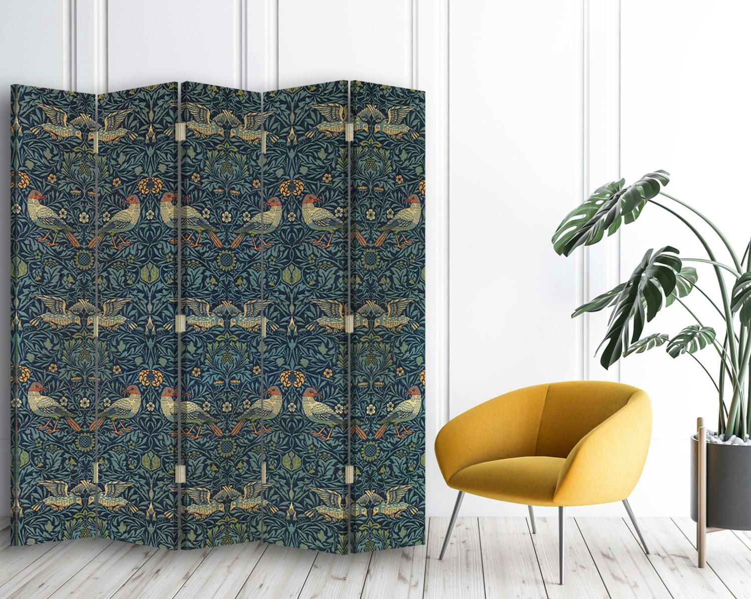 - Paravent - Cloison Bird - William Morris 180x170cm (5 volets)