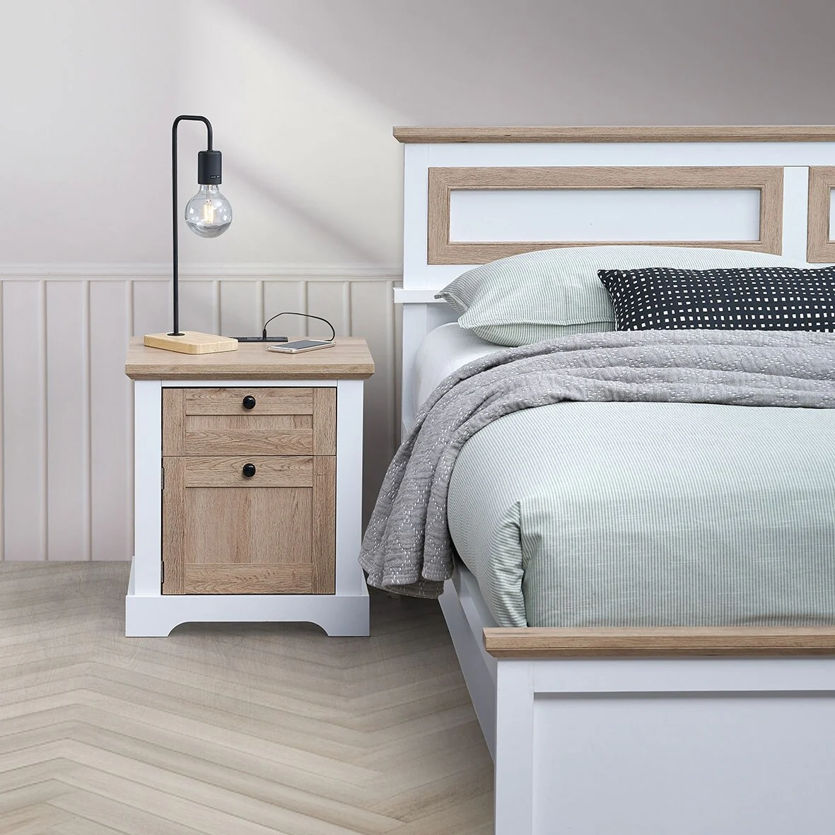 2-Drawer Bachelors Chest with USB & Type-C Charging Station for Bedroom, Living Room